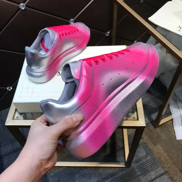 Alexander McQueen Pink Red Oversized Platform Sole Gradient Metallic Upper Lifestyle Sneakers 5