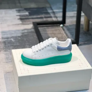 Alexander McQueen White Green Low-Top Oversized Platform Lifestyle Sneakers