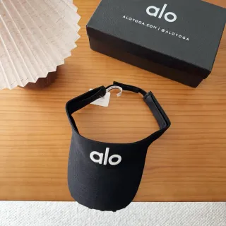 Alo Black White Minimalist Embroidered Logo Baseball Cap
