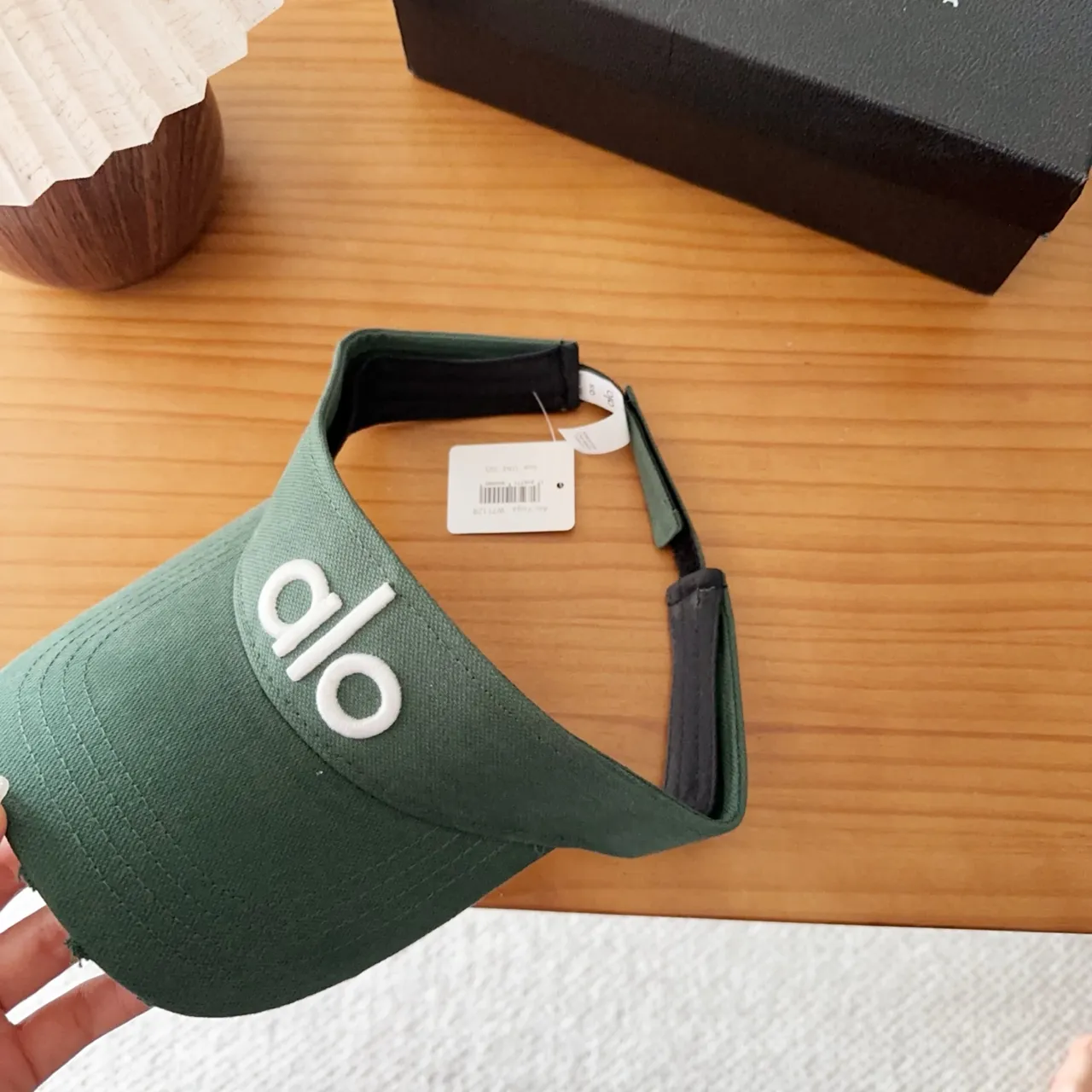 Alo Green White Embroidered Logo Adjustable Strap Baseball Cap 4