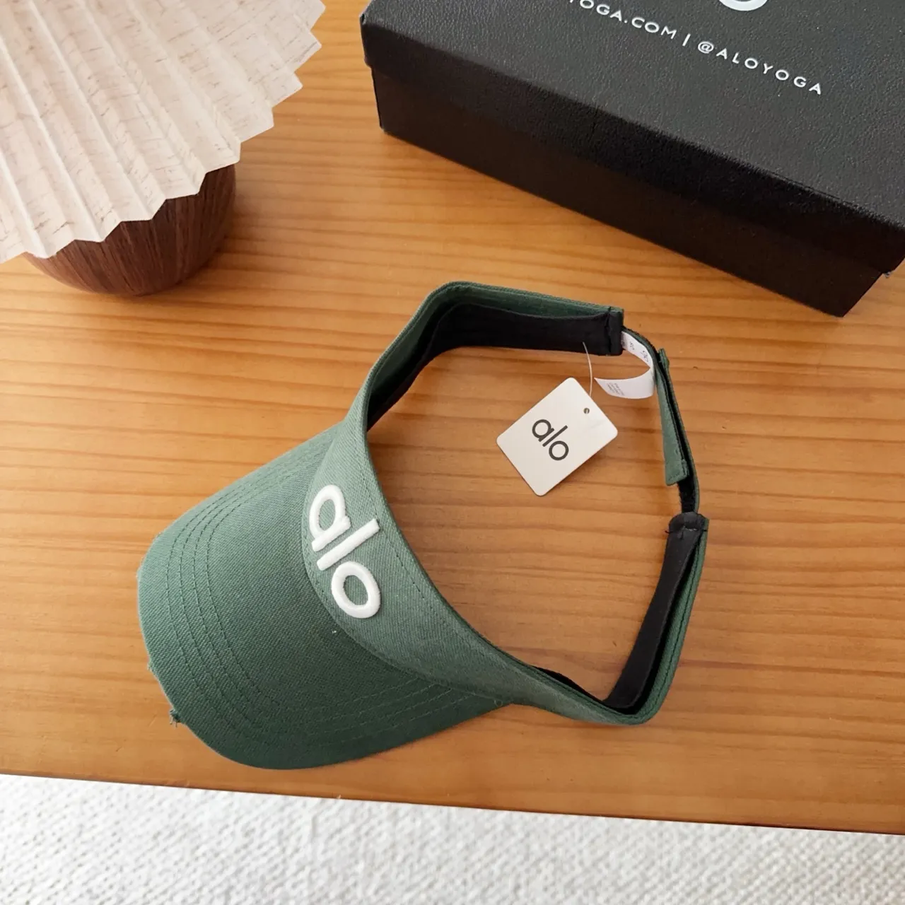 Alo Green White Embroidered Logo Adjustable Strap Baseball Cap 8