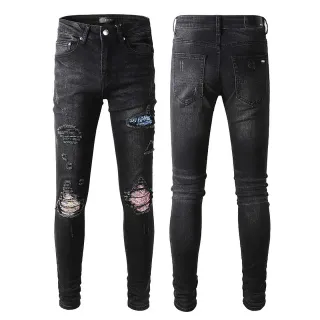 Amiri Black Multicolor Slim-Fit Distressed Jeans