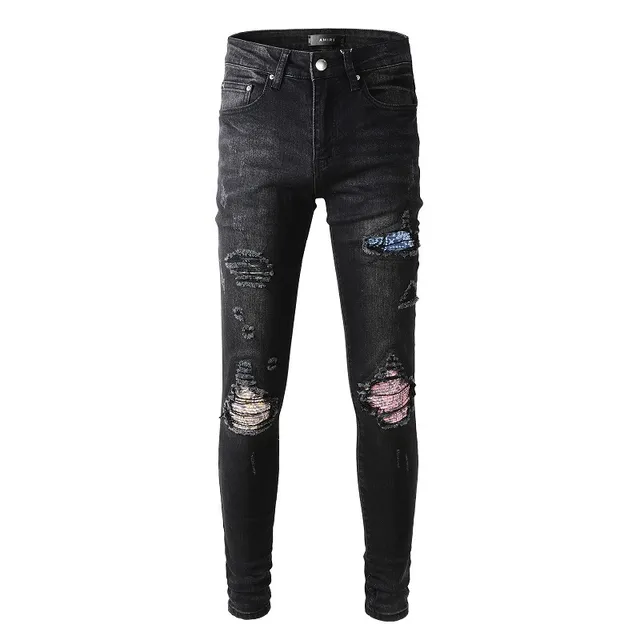 Amiri Black Multicolor Slim-Fit Distressed Jeans 6