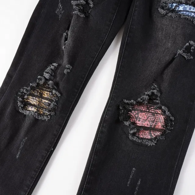 Amiri Black Multicolor Slim-Fit Distressed Jeans 12