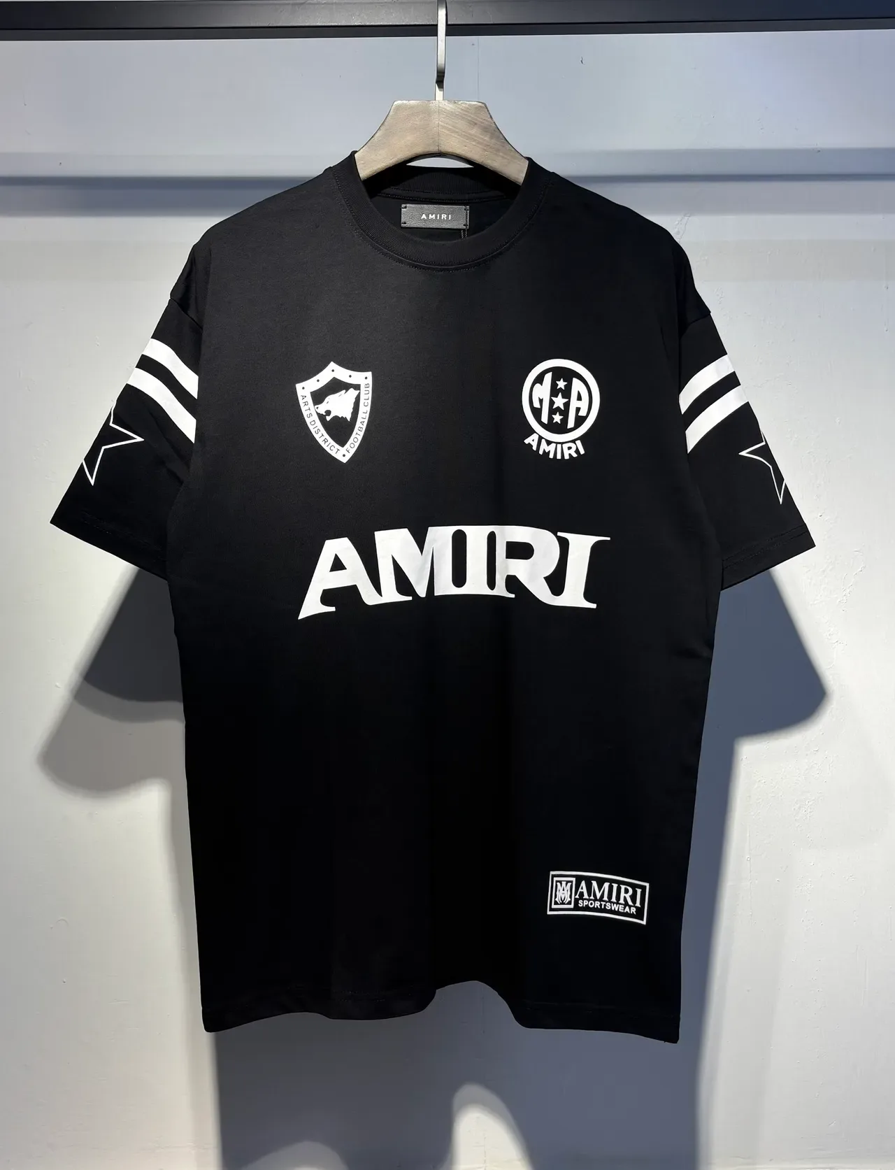Amiri Black White Crewneck Graphic-Print T-Shirt 2