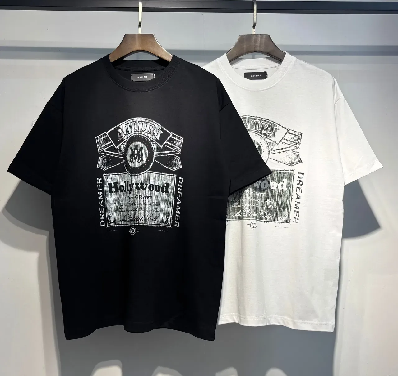Amiri Black White Graphic Print Vintage Label Aesthetic T-Shirt 1