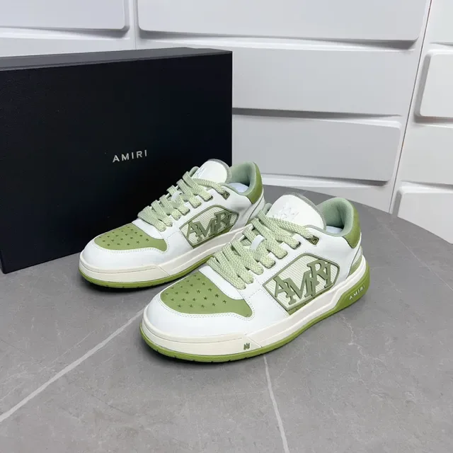 Amiri MA Court White and Olive Green Lifestyle Sneakers 2