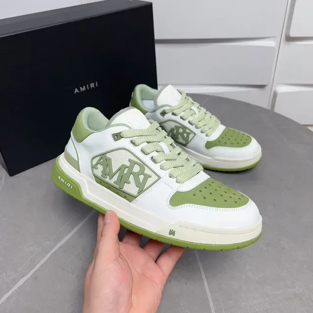 Amiri MA Court White and Olive Green Lifestyle Sneakers 3