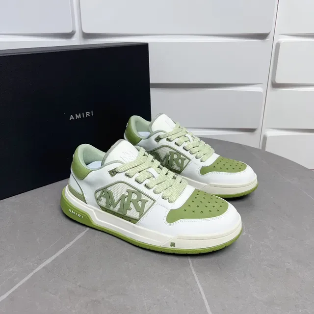 Amiri MA Court White and Olive Green Lifestyle Sneakers 4