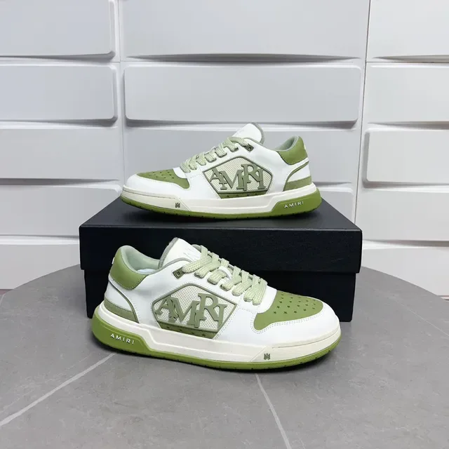 Amiri MA Court White and Olive Green Lifestyle Sneakers 9