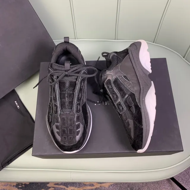 Amiri Skel Top Black White Multi-Material Upper Sculpted Midsole Chunky Sneakers 6