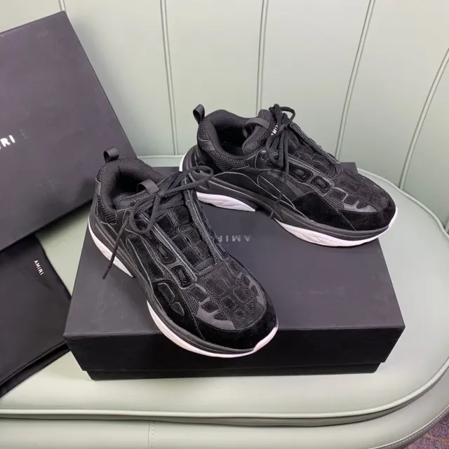 Amiri Skel Top Black White Multi-Material Upper Sculpted Midsole Chunky Sneakers 7