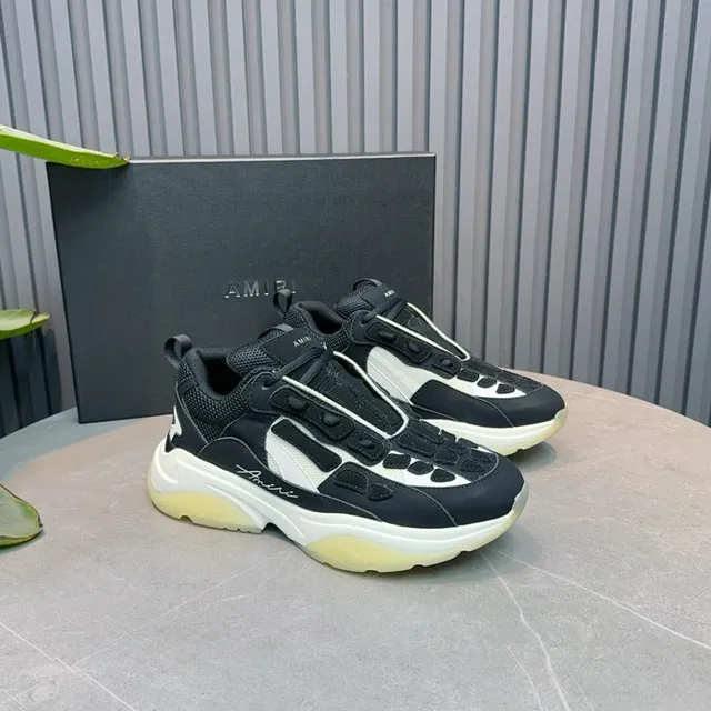 Amiri Skel Top Noir Blanc Jaune pâle baskets à semelle épaisse 5