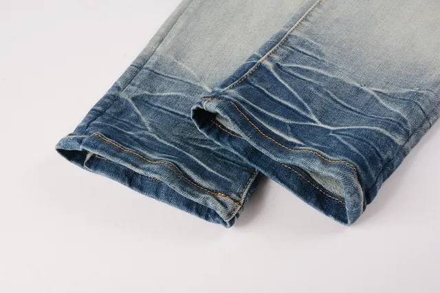 Amiri Skel Top Blue Multicolor Slim-Fit Distressed Knee Jeans 3