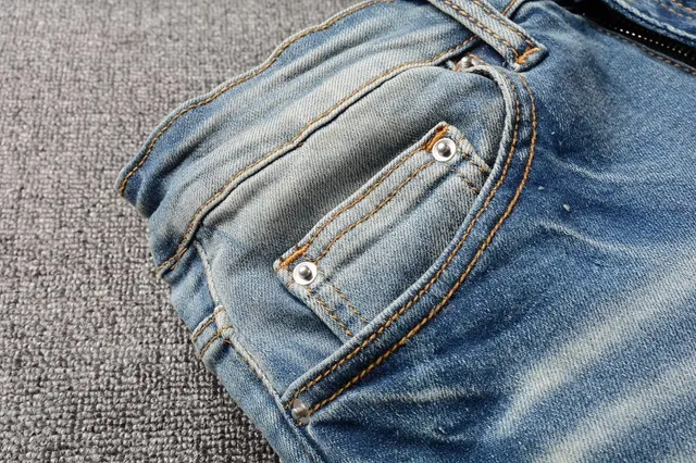 Amiri Skel Top Blue Multicolor Slim-Fit Distressed Knee Jeans 23