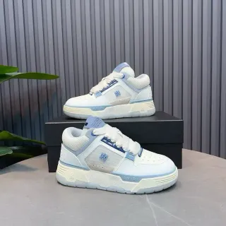 Amiri White Blue Layered Mesh And Synthetic Upper Geometric Side Panel Lifestyle Sneakers