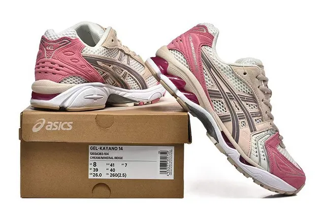 ASICS Beige Pink Mesh And Synthetic Overlay Construction Asymmetrical Lacing System Lifestyle Sneakers 2