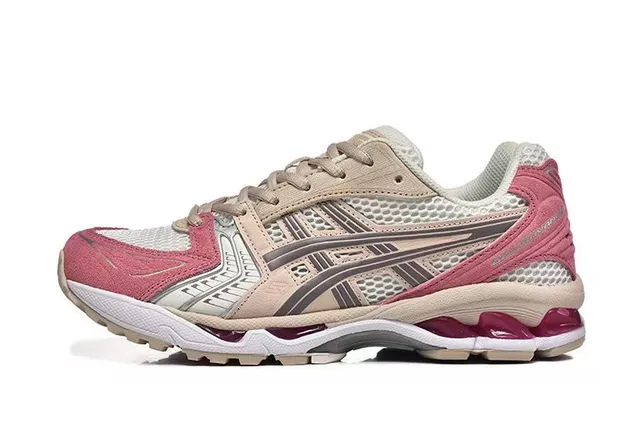 ASICS Beige Pink Mesh And Synthetic Overlay Construction Asymmetrical Lacing System Lifestyle Sneakers 3