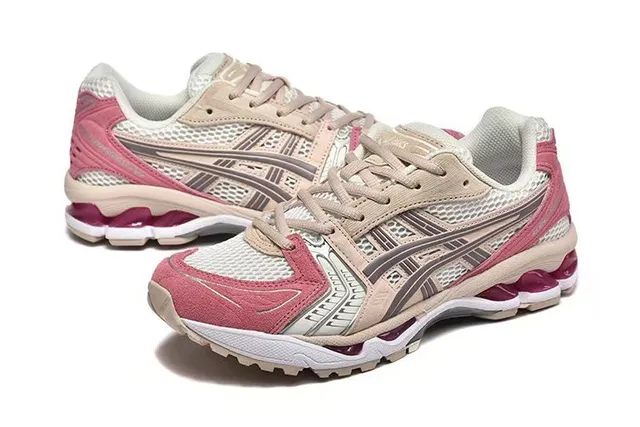 ASICS Beige Pink Mesh And Synthetic Overlay Construction Asymmetrical Lacing System Lifestyle Sneakers 4