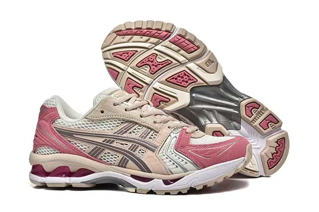 ASICS Beige Pink Mesh And Synthetic Overlay Construction Asymmetrical Lacing System Lifestyle Sneakers 5