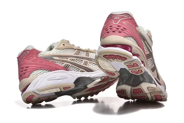 ASICS Beige Pink Mesh And Synthetic Overlay Construction Asymmetrical Lacing System Lifestyle Sneakers 6