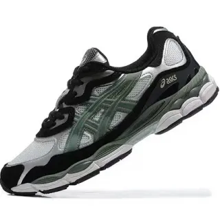 ASICS Black Green Layered Synthetic Cage Mesh Upper Running Shoes