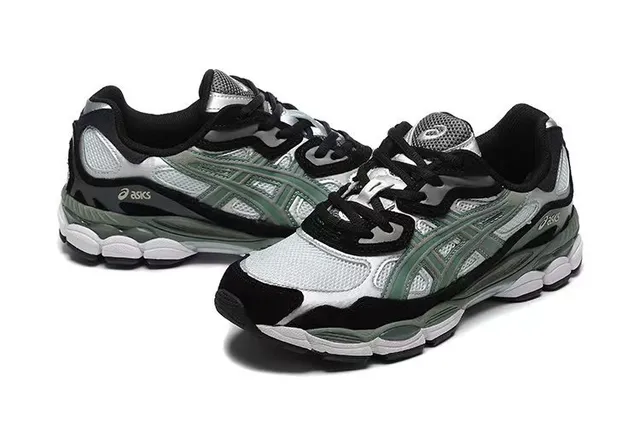 ASICS Black Green Layered Synthetic Cage Mesh Upper Running Shoes 3
