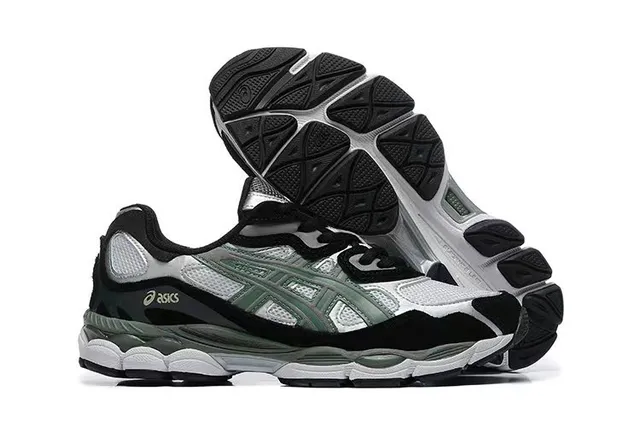 ASICS Black Green Layered Synthetic Cage Mesh Upper Running Shoes 5