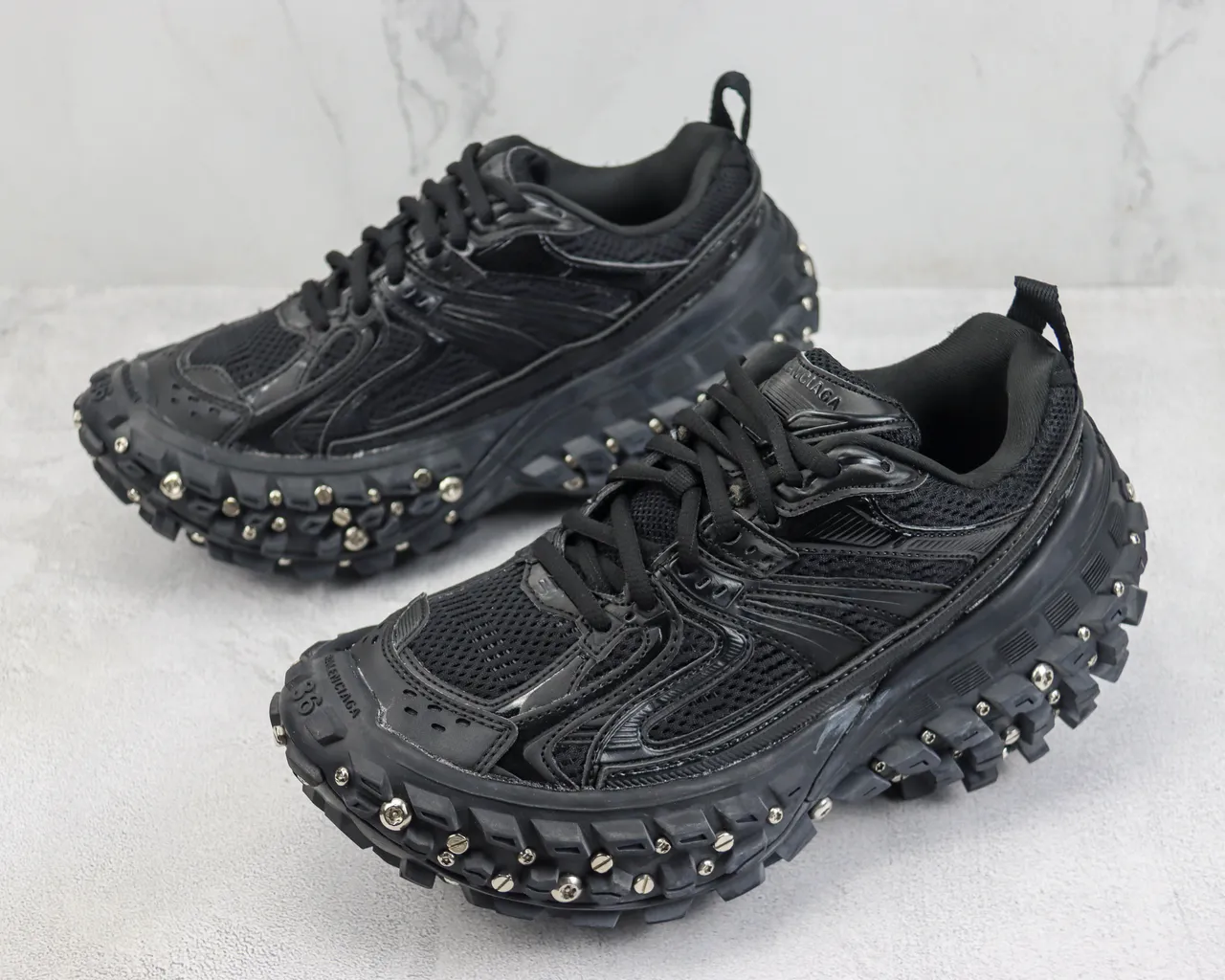ASICS Black Silver Mesh And Synthetic Upper Oversized Rugged Outsole Chunky Sneakers 4