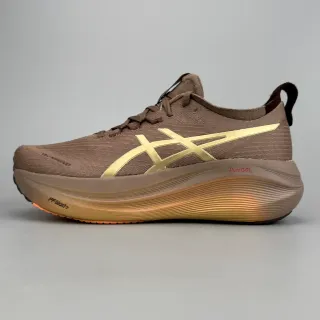 ASICS بني ذهبي تريكو أعلى لوجو النمر أحذية رياضية للجري