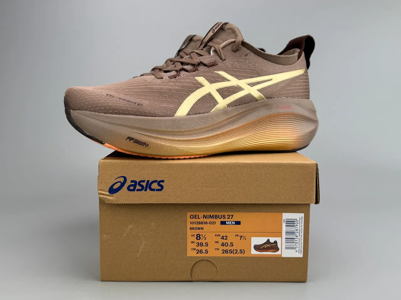 ASICS Marrom Dourado Malha Superior Logo Tigre Tênis de Corrida 2