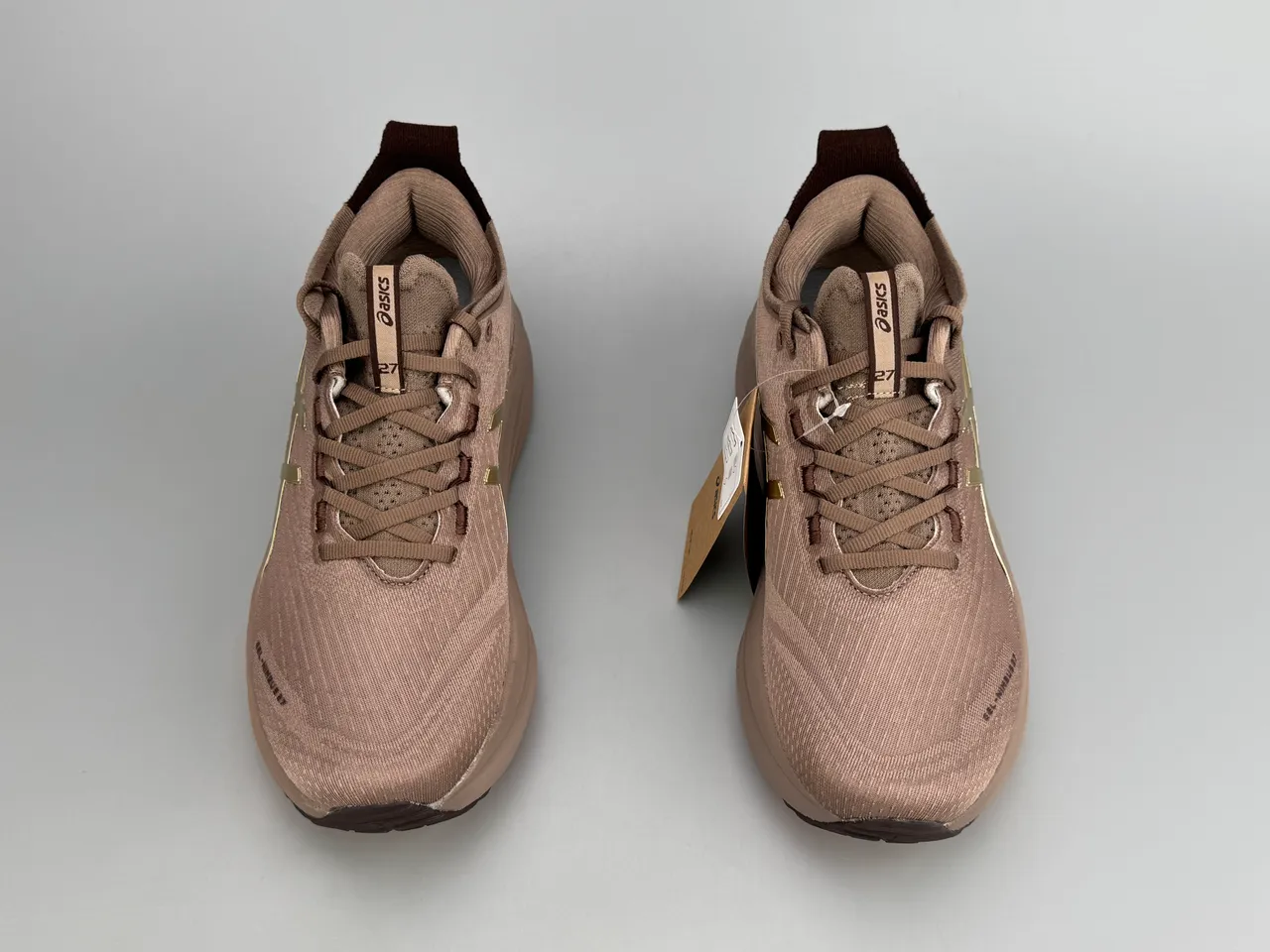 ASICS Marrom Dourado Malha Superior Logo Tigre Tênis de Corrida 9