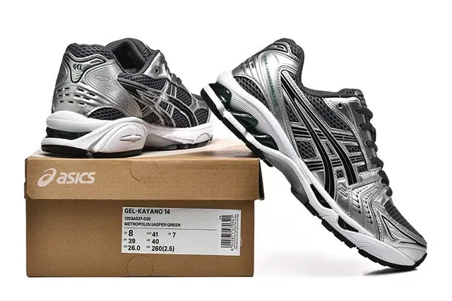 ASICS Gel-Kayano فضي أسود أحذية جري 6