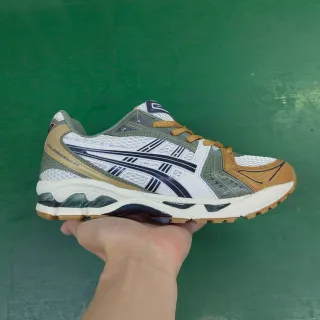 ASICS Gel-Kayano White Beige Engineered Mesh Upper Dual-Density Midsole Running Shoes