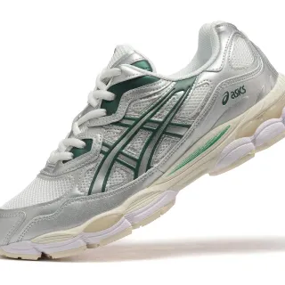 ASICS Silver Green Metallic Synthetic Upper Dark Tiger Stripe Overlay Lifestyle Sneakers