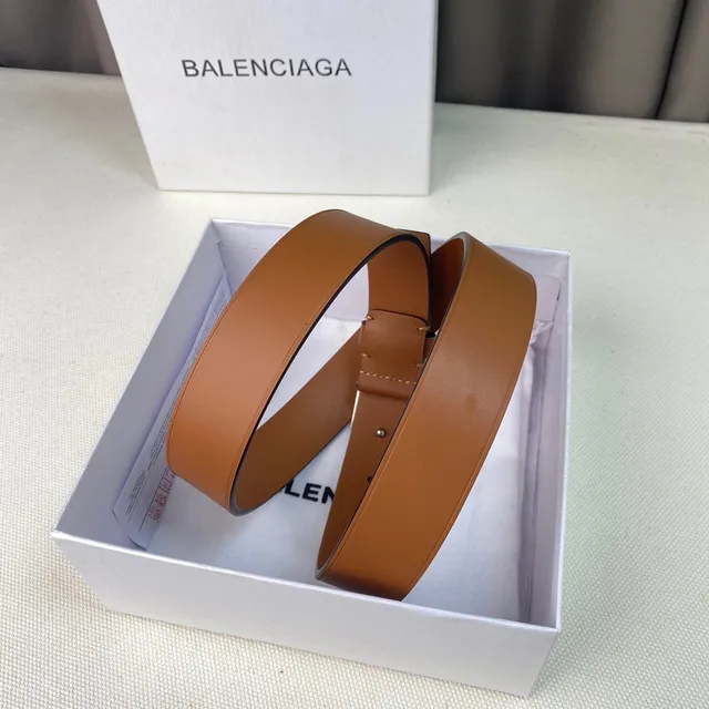 Balenciaga B-Buckle cinto de couro liso estreito marrom preto 4