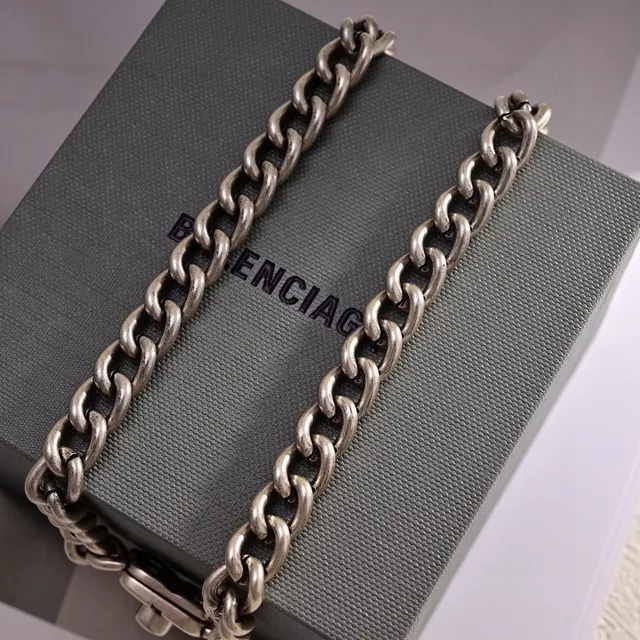 Balenciaga B-Chain Chunky Curb Chain Silver Bracelet 2