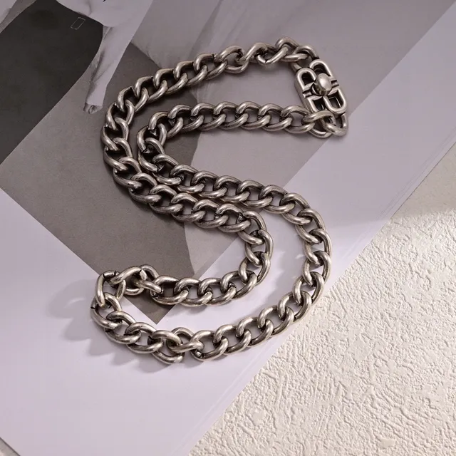 Balenciaga B-Chain Chunky Curb Chain Silver Bracelet 9