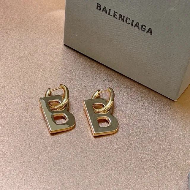 Balenciaga Boucles d'oreilles B Lettre Créoles Motif Or 3