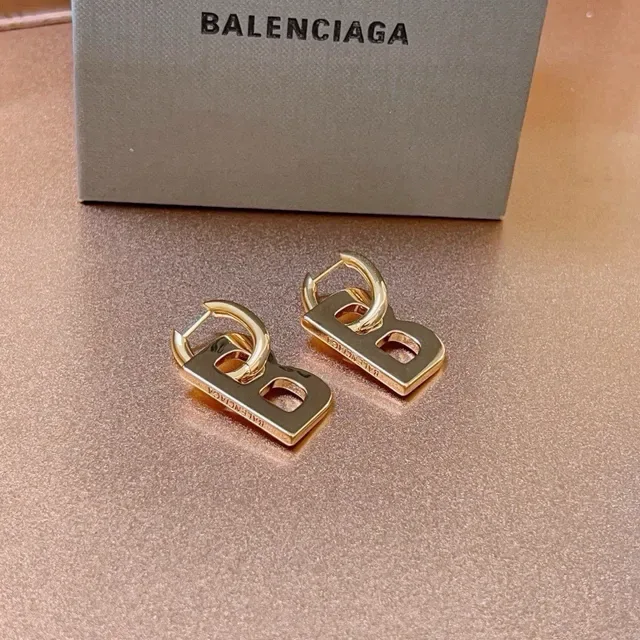 Balenciaga Boucles d'oreilles B Lettre Créoles Motif Or 6