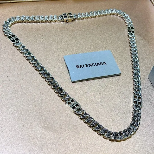 Balenciaga BB Chain Oxidized Silver Necklace 3