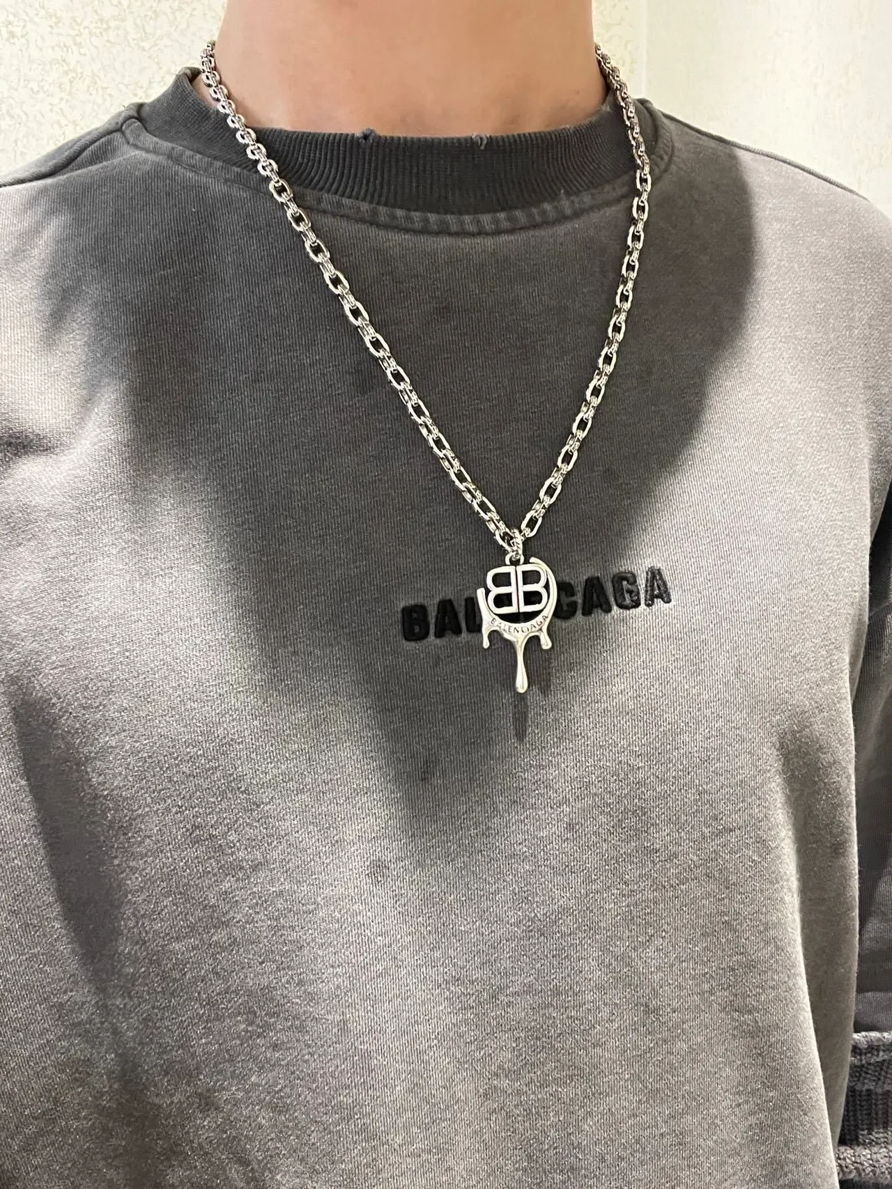 Balenciaga BB Drip Silver-Tone Chain Necklace 7