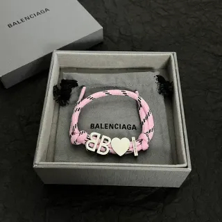 Balenciaga BB Heart Pulsera de Cordón Trenzado Rosa