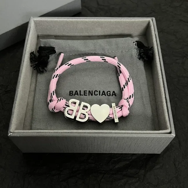 Balenciaga BB Heart Bracelet en cordon tressé rose 6