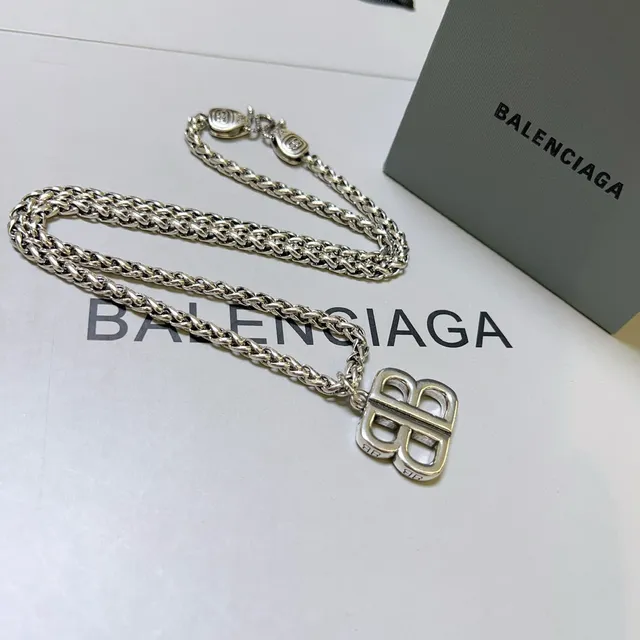 Balenciaga BB Logo Silver Chain Necklace 3