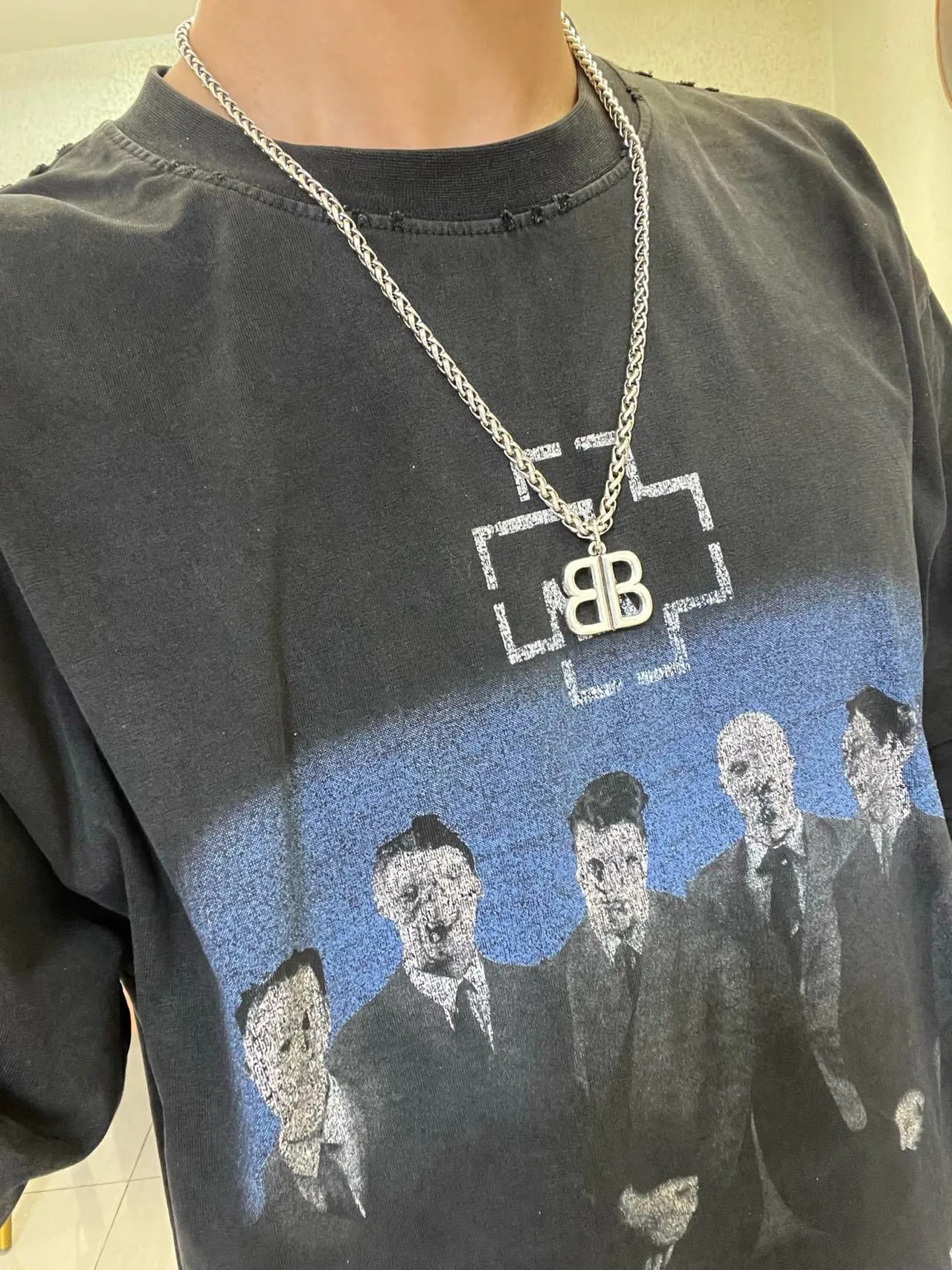Balenciaga BB Logo Silver Chain Necklace 5