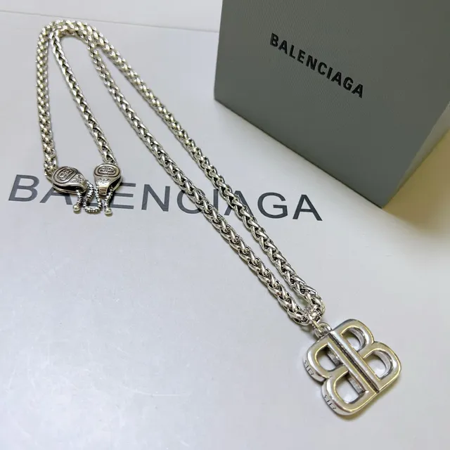 Balenciaga BB Logo Silver Chain Necklace 7