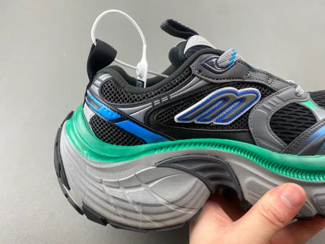 Balenciaga Black Green Oversized Silhouette Multi-Layered Midsole Chunky Sneakers 3