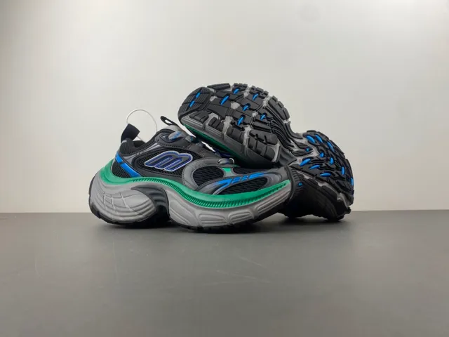 Balenciaga Black Green Oversized Silhouette Multi-Layered Midsole Chunky Sneakers 12