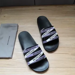 Balenciaga أسود بنفسجي متعدد الحزام حزام طباعة لوجو متكررة نعال